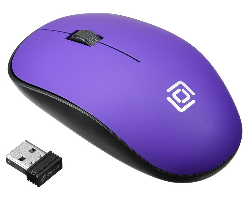 Мышь Oklick 515MW черный/пурпурный оптическая (1000dpi) беспроводная USB для ноутбука (3but)