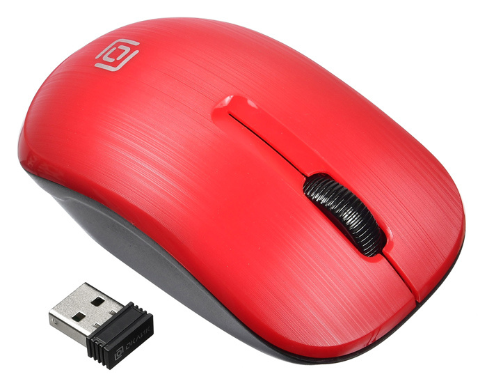 Мышь Oklick 525MW черный/красный оптическая (1000dpi) беспроводная USB для ноутбука (3but)