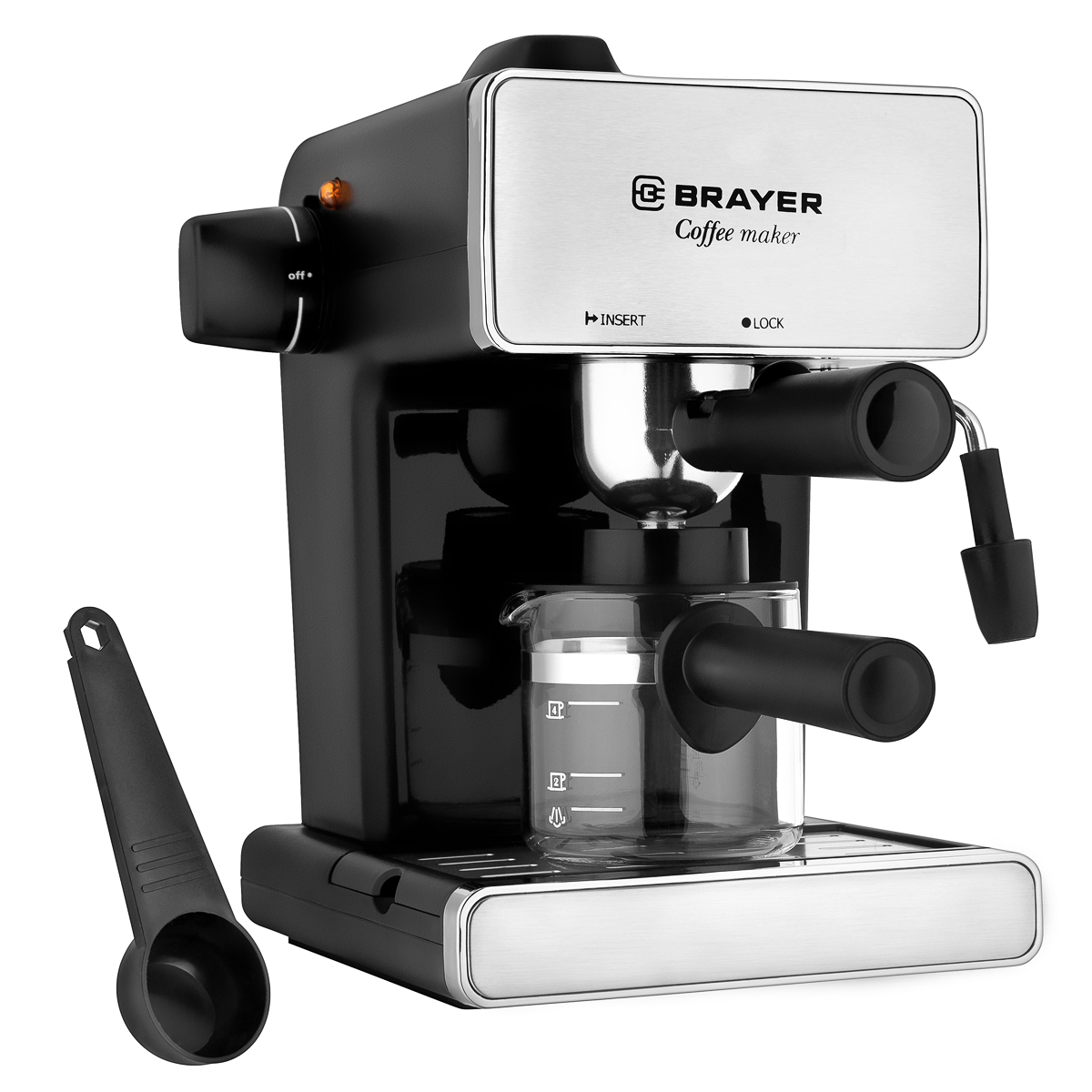 Кофеварка рожковая BRAYER BR1103, черный/серебристый