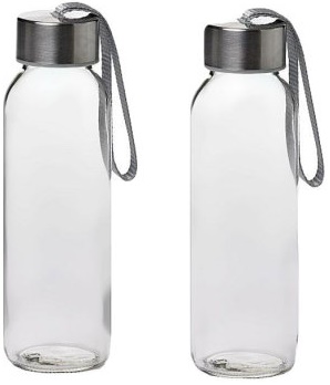 Бутылка дорожная GLASSLOCK  IG-716 2 шт,0,24л,кварцевое стекло,крышки метал.