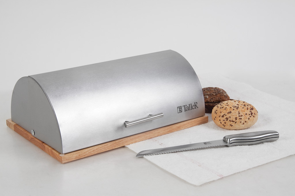 Хлебница TalleR TR-1974 Оукли с ножом для хлеба, стальной
