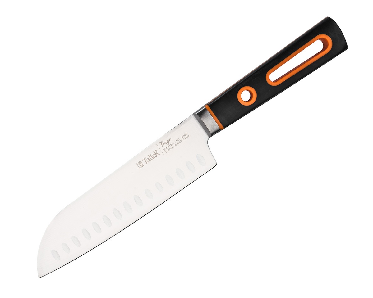 Нож сантоку Taller TR-22066 Ведж, черный, оранжевый