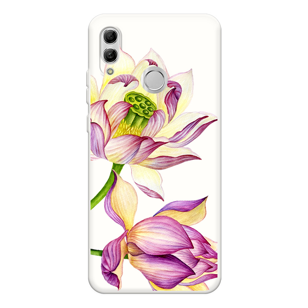 Чехол-силикон Цветы матовый Huawei honor 10 белый