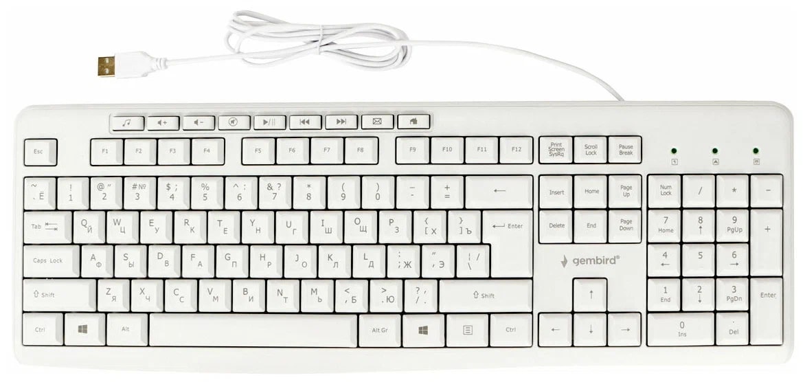 Клавиатура Проводная Gembird KB-8430M USB Белый