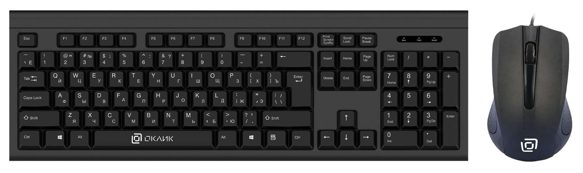 Клавиатура+мышь Oklick 600M клав:черный мышь:черный USB