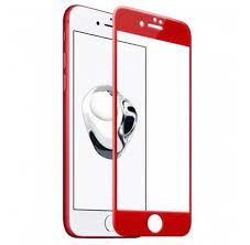 Защитное стекло iPhone 7 4D овальный край красное