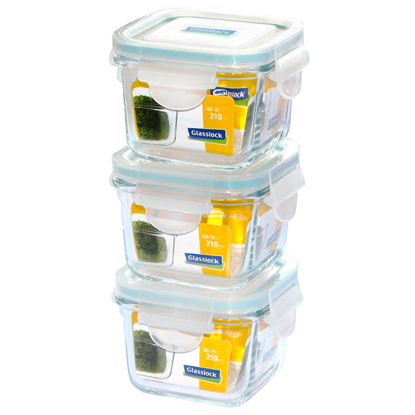 Пищевой контейнер Контейнер Glasslock GL-544 набор квадр.3шт*210мл