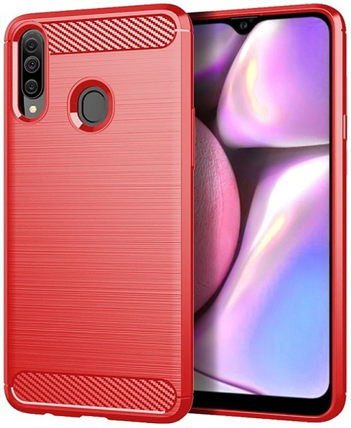 Силикон Samsung A20S 2019 Autofocus карбон красный