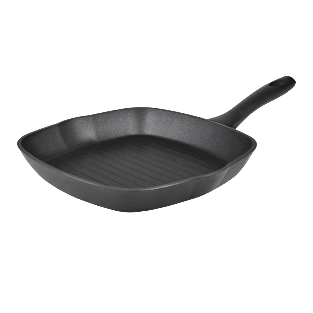 Сковорода-гриль с желобками для слива Rondell RDA-762 28х28 cм, черный